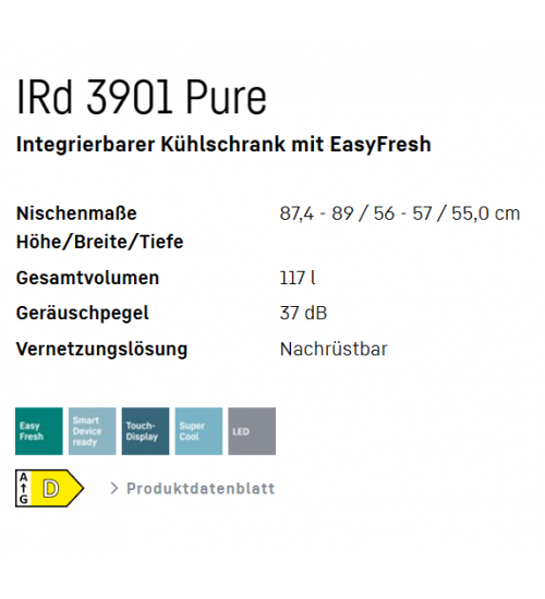 LIEBHERR利勃海尔IRd 3901 Pure嵌入式冰箱